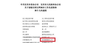 丝丽雅集团获评“宜宾市创建全国文明城市工作先进集体”